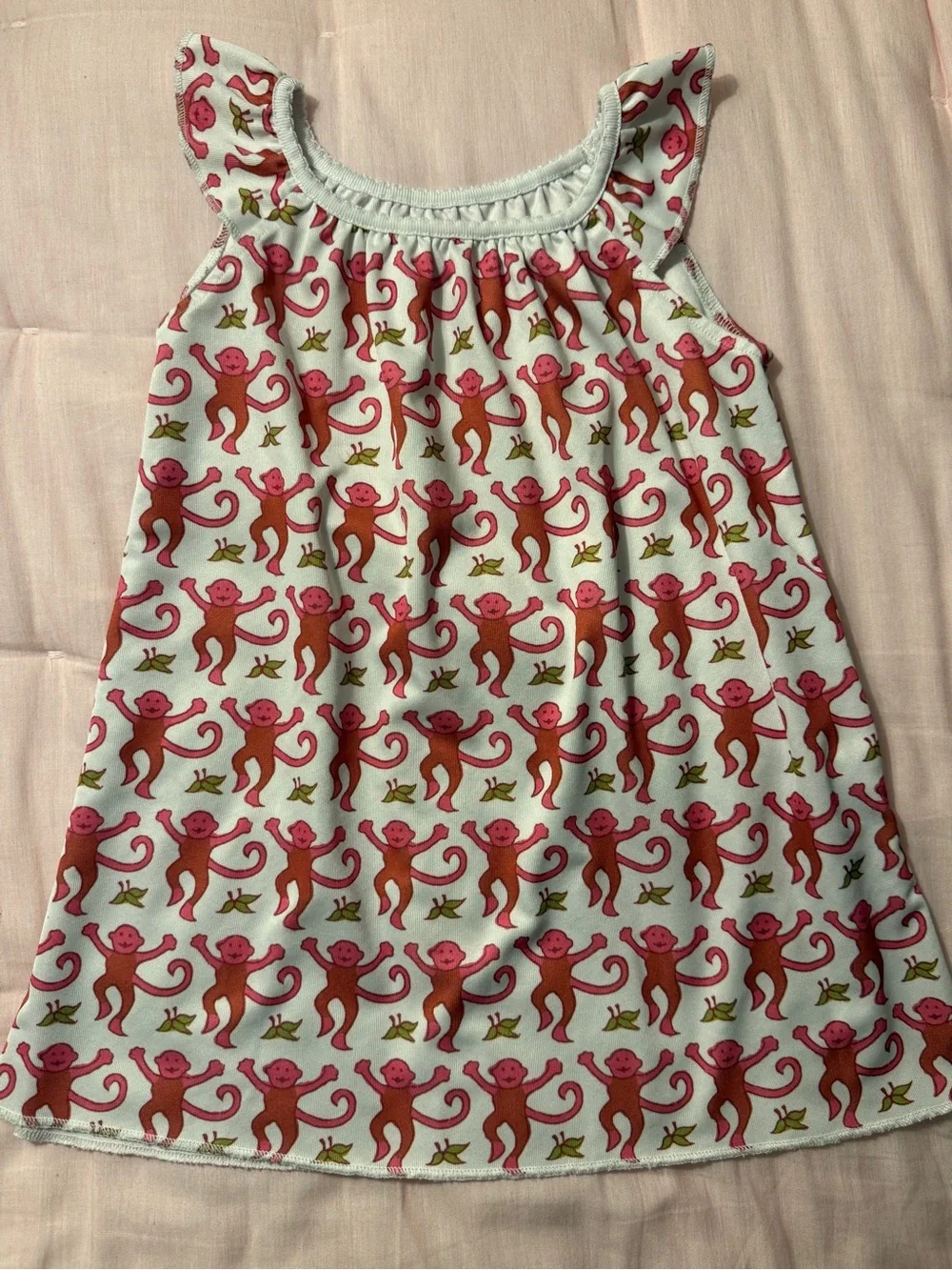 Roller Rabbit White / Red  Monkey Pattern Nightgown 2T, Like New